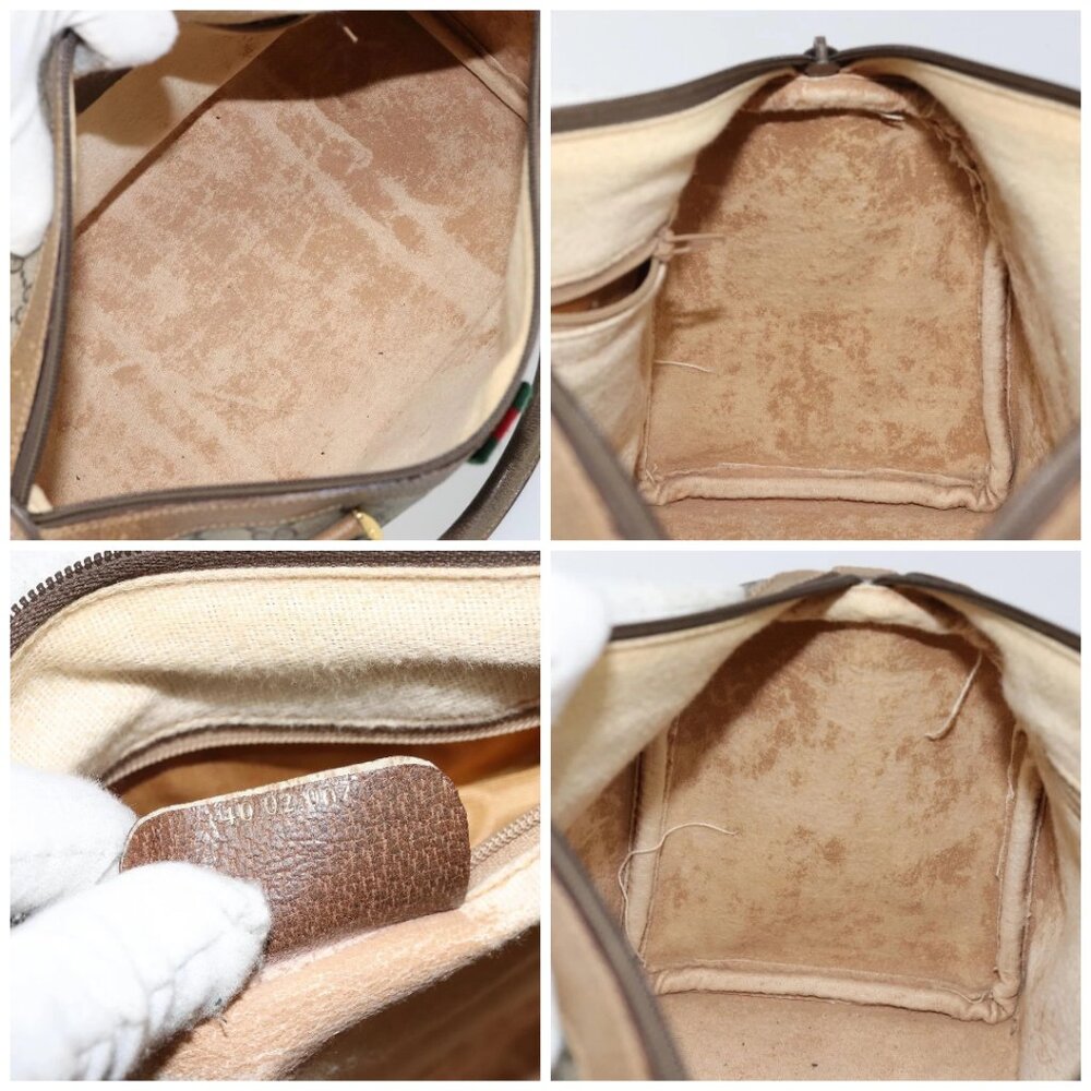 GUCCI GG Supreme Web Sherry Line Boston Bag PVC Beige Gold 40 02 007 Auth 144173 - Picture 15 of 16